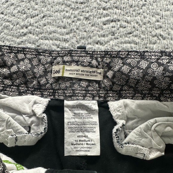 Lee Pant Women 10 Black Cotton Chino Straight Leg Career Business Formal Stretch - Picture 4 of 10